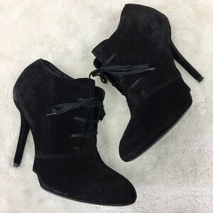 Yves Saint Laurent Black Suede Bootie Heels 39